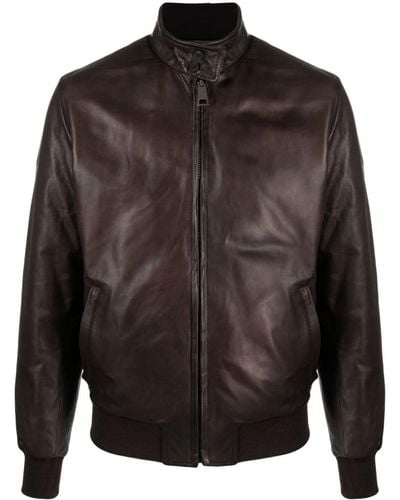 Dell'Oglio Leather Bomber Jacket - Black