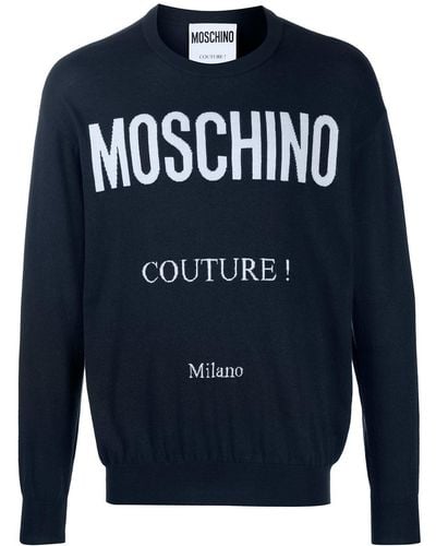Moschino Pullover mit Logo-Print - Blau