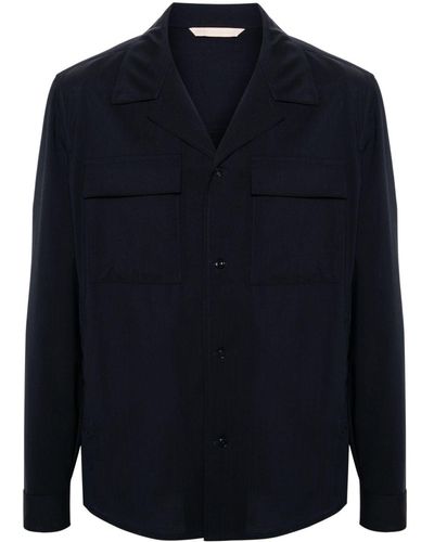 Briglia 1949 Notched-collar Cotton Overshirt - Blue