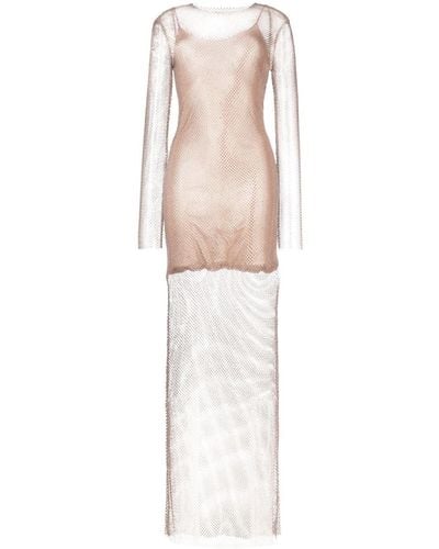 Genny Vestido largo con detalles de strass - Blanco