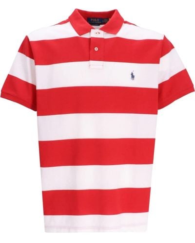 Polo Ralph Lauren Striped Cotton Polo Shirt - Red