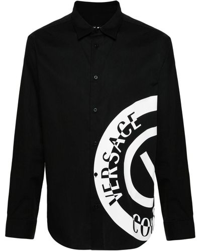 Versace Popeline-Hemd mit V-Emblem - Schwarz
