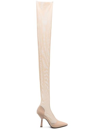 Patrizia Pepe 100mm Above-knee Tulle Boots - White