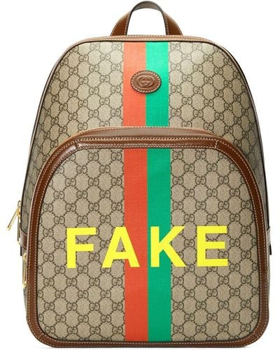Gucci Rucksack mit "Fake"-Print - Natur