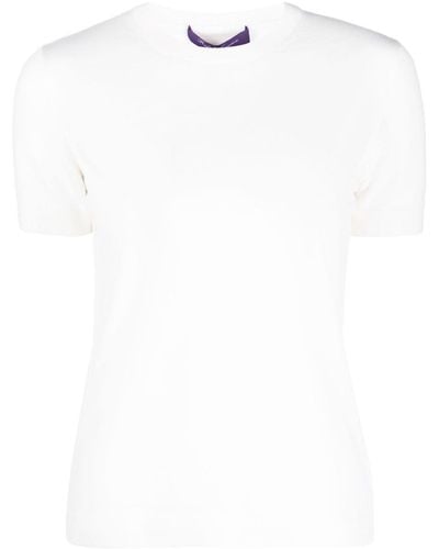 Ralph Lauren Collection Kaschmiroberteil mit kurzen Ärmeln - Weiß