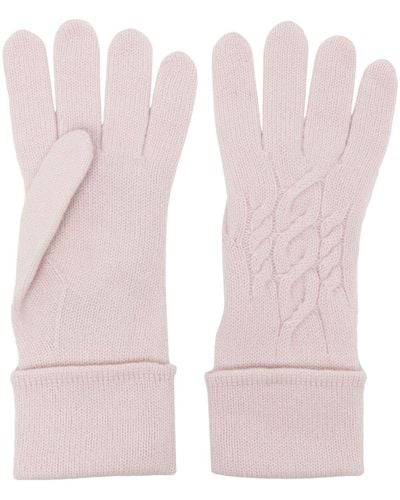 N.Peal Cashmere ケーブルニット カシミア手袋 - ピンク