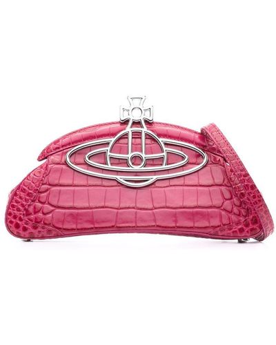 Vivienne Westwood Amber Crocodile-embossed Clutch Bag - Pink