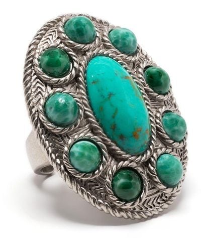Roberto Cavalli Turquoise-stone Adjustable Ring - Green