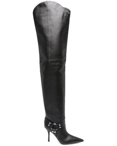 Paris Texas June 105mm Leather Boots - Black