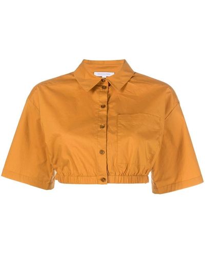Patrizia Pepe Cropped Cotton Shirt - Orange