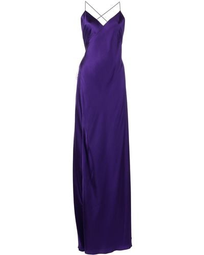 Michelle Mason V-neck Silk Dress - Purple