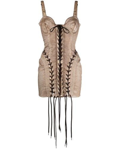 Jean Paul Gaultier X Knwls Mini-jurk Met Veters - Bruin