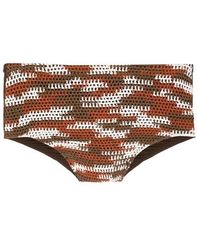 Amir Slama X Mahaslama Abstract-pattern Crochet Swim Shorts - Brown