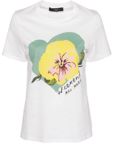 Weekend by Maxmara T-Shirt mit Blumen-Print - Weiß