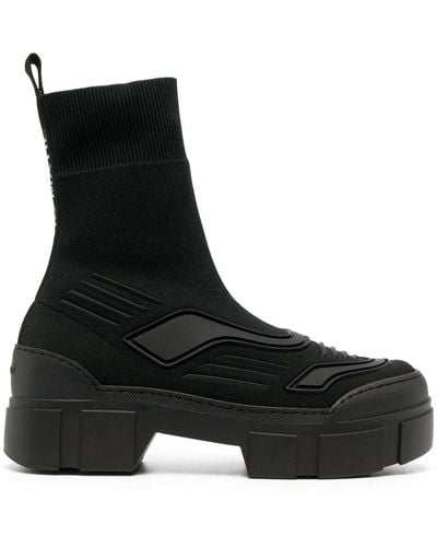 Vic Matié Sock-style Chunky Ankle Boots - Black