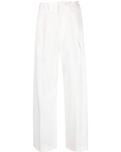 MM6 by Maison Martin Margiela Pantalon de tailleur plissé à taille haute - Blanc