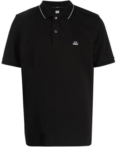 C.P. Company Polo en coton à patch logo - Noir