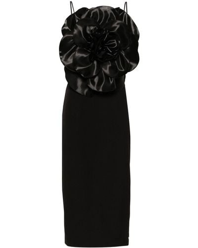 Nissa Floral-appliqué Dress - Black