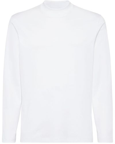Brunello Cucinelli Mock-neck Long-sleeve T-shirt - White