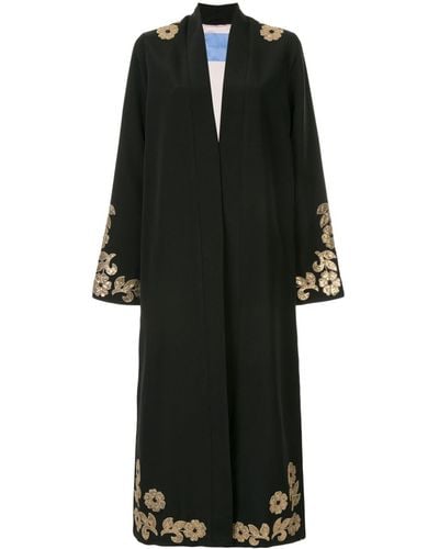 Macgraw Whiskey Embellished Robe Coat - Black