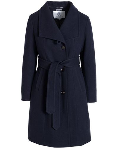 Norwegian Wool City Belted-waist Coat - Blue