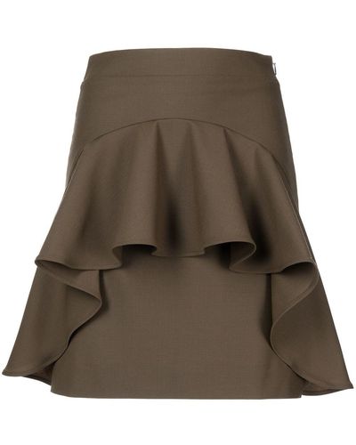 Palmer//Harding Ruffle-detail Mini Skirt - Brown
