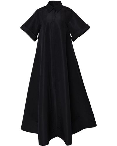 Carolina Herrera ショートスリーブ シルクシャツドレス - ブラック