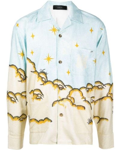Amiri Sunscape-print Cotton Shirt - Blue