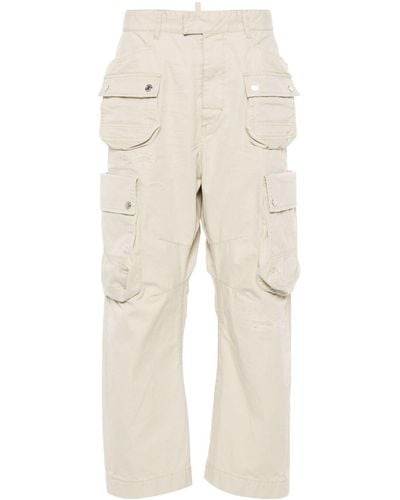 DSquared² Logo-Print Cargo Trousers - Natural