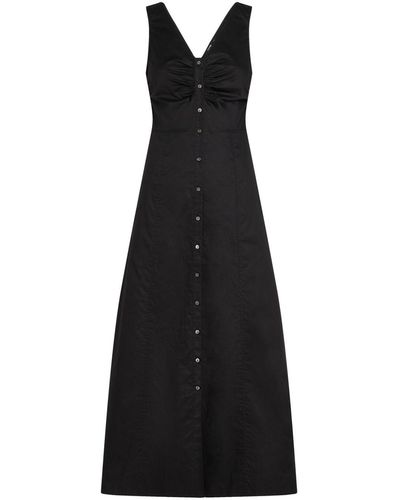 Karl Lagerfeld Button-down Cotton Maxi Dress - Black