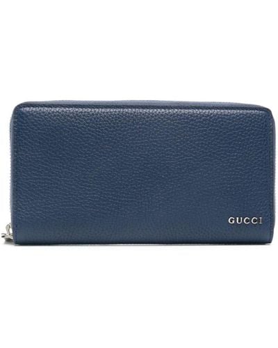 Gucci Logo-lettering Leather Wallet - Blue