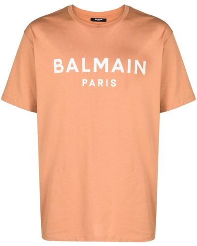 Balmain Camiseta con logo estampado - Naranja