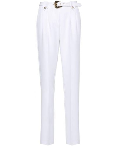 Versace Baroque Buckle Tapered Trousers - White