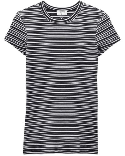 Filippa K Striped Fine-rib Organic-cotton T-shirt - Black