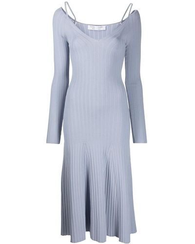 Proenza Schouler Lightweight Rib Knit V-neck Dress - Blue