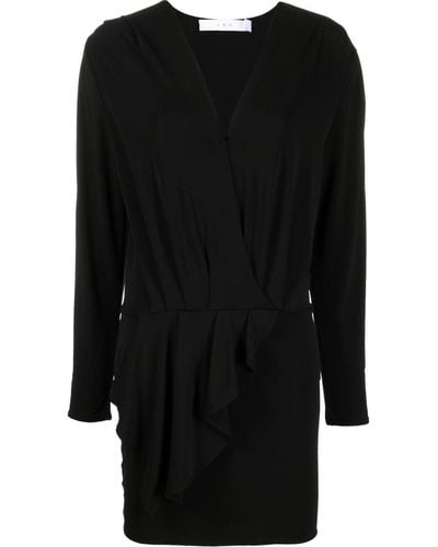 IRO Jersey Wrap-style Mini Dress - Black