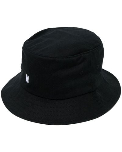 Norse Projects Monogram-embroidered Bucket Hat - Black