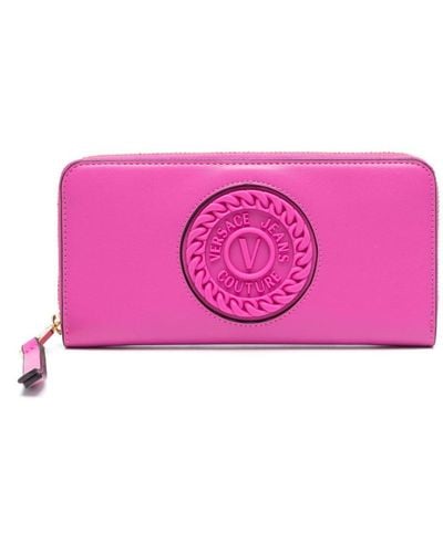 Versace Logo-debossed Zipped Wallet - Pink