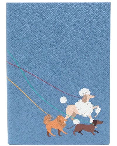 Smythson Quaderno Dogs Soho (20cm x 14.5cm) - Blu