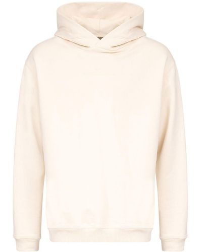Maison Margiela Logo-embroidered Cotton Hoodie - Natural