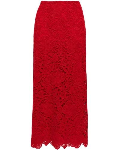 Valentino Garavani Guipure-lace A-line Maxi Skirt - Red