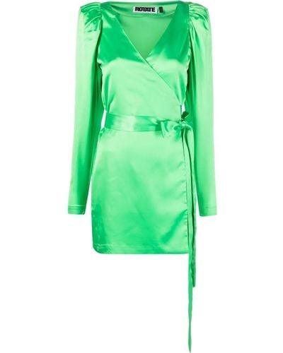 ROTATE BIRGER CHRISTENSEN Bridget Satin Wrap Dress - Green