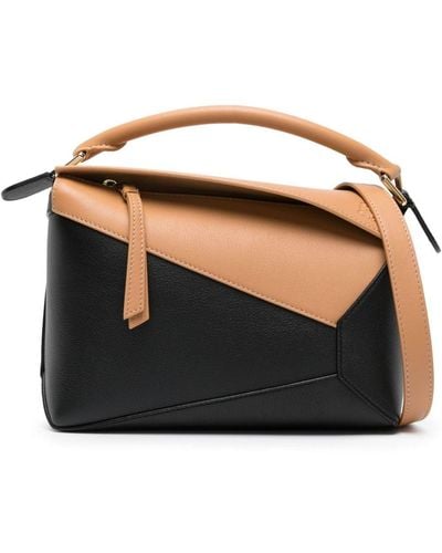 Loewe Puzzle Edge Small Leather Handbag - Black