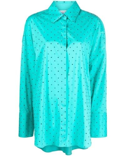 GIUSEPPE DI MORABITO Crystal-embellished Long-sleeve Shirt - Blue