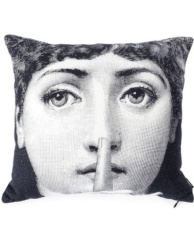 Fornasetti Silenzio photograph-print cushion - Bleu