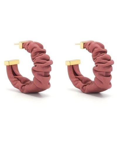 Cult Gaia Sanura Ruched Leather Hoops - Pink