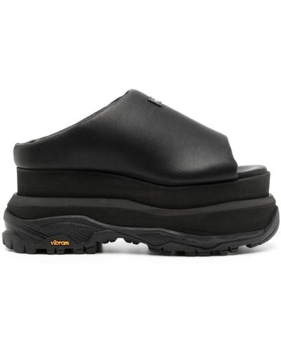 Sacai Platform-sole Leather Slides - Black