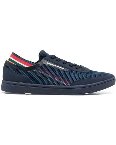 Orlebar Brown Mesh-panel Stripe Detail Sneakers - Blue