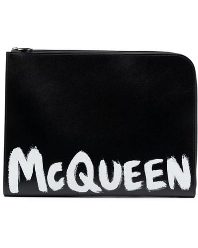 Alexander McQueen Graffiti Logo-print Clutch - Black