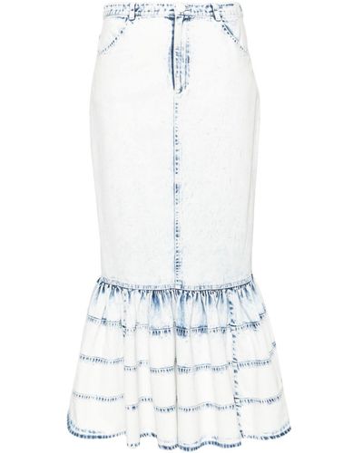 Huishan Zhang Noelani Denim Midi Skirt - White